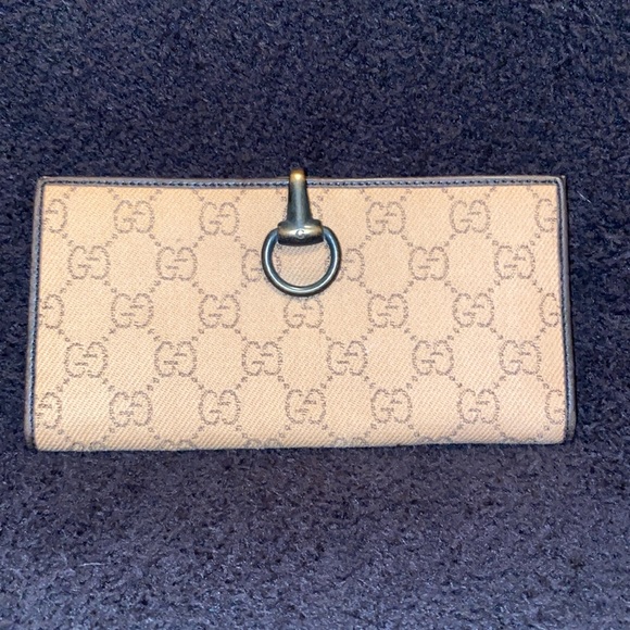 Gucci, unique canvas, leather long monogram wallet - Picture 1 of 6